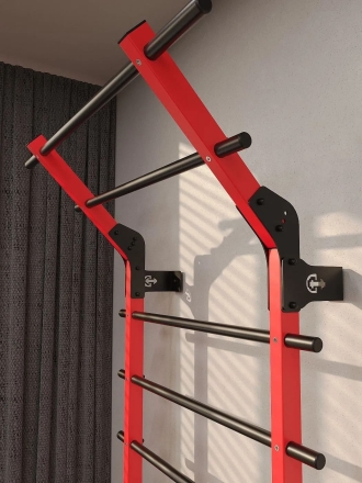 Профессиональная шведская стенка с брусьями и турником Domsen Fitness Ds58 RED , фото 3