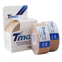 Тейп кинезиологический Tmax Extra Sticky Biege (2,5 см x 5 м), уп. 2 шт, арт. 423815, телесный