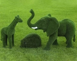 Топиари композиция Малыши (слон, жираф, ежик) - газон Eco