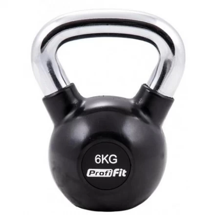 Гиря обрезиненная с хромированной ручкой PROFI-FIT, 6 кг, фото 1