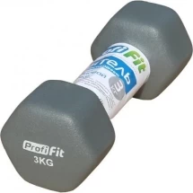 Гантель в виниловой оболочке PROFI-FIT 3 кг, форма шестигранник, серый