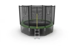 Батут с внешней сеткой и лестницей, диаметр 12ft (зеленый) + нижняя сеть, фото 1