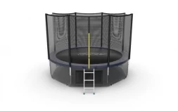 Батут с внешней сеткой и лестницей, диаметр 12ft (синий) + нижняя сеть, фото 1