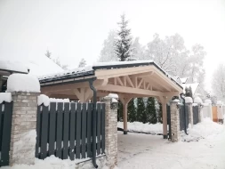 Деревянный навес для двух авто МАРСЕЛЬ Несущий каркас, фото 5