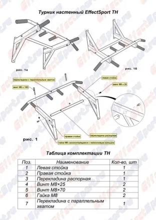 Турник настенный EffectSport ТН, фото 5