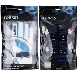 СЦ*Перчатки врат. &quot;TORRES Match&quot; арт. FG05068, р.8, 3 мм латекс, удл.манж., бело-голубо-сереб, фото 2