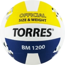 Мяч вол. &quot;TORRES BM1200&quot; арт.V42035, р.5, синт.кожа (микрофибра), клееный, бут.кам, бел-син-желт
