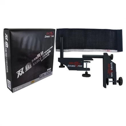 Сетка для наст. тенниса DOUBLE FISH XW-924C, в компл. с мет. стойками, измерит. высоты, черная, фото 1