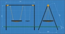 Уличные качели Рекорд W-1, перекладина 2,4 м