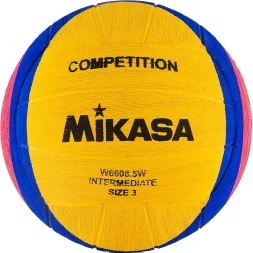 Мяч для водного поло &quot;MIKASA W6608 5W&quot; р.3, jun, резина, вес 340-380 г, дл. окр.61-63см, жел-син-роз