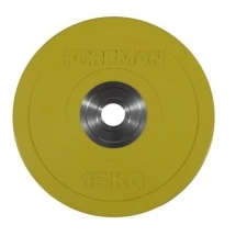 Диск бампированный обрезиненный цветной FOREMAN FM/BM-15KG-YL (15 кг)
