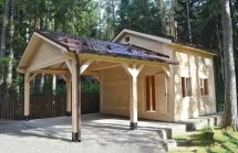 Деревянный навес для машин с хозблоком ЛОЦМАН Базовая комплектация