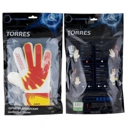 СЦ*Перчатки врат. &quot;TORRES Jr.&quot; арт. FG05017-RD, р.7, 2 мм латекс, удл.манж.,бело-красно-желтый, фото 2