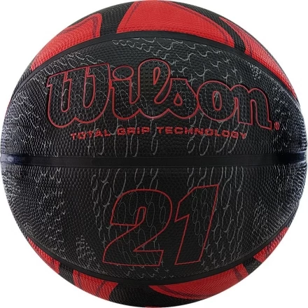 Мяч баск. WILSON 21 Series,  арт.WTB2103XB07, р.7,резина, бутил. кам.,нейлон. корд, красн-чер-сереб, фото 1