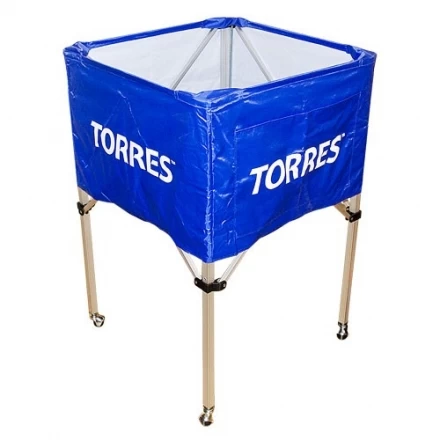 Тележка для мячей &quot;TORRES&quot;, арт.SS11022, на 25-30 шт., дл. 67см, глуб.45 см, выс.103 см, сине-белая, фото 1