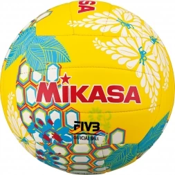 Мяч вол. пляжн. &quot;MIKASA VXS-HS 3&quot;,р.5,синт.кожа(ТПУ),лого ВФВ,18 пан.,маш.сш,бут.кам,желт-бело-бир, фото 1
