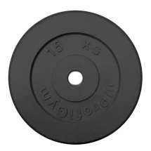 Диск «Profigym» тренировочный обрезиненный 15 кг черный 31 мм (металлическая втулка)  ДТР-15/31