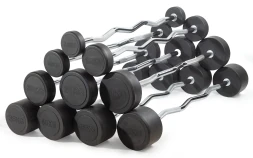 Штанга неразборная обрезиненная 50 кг Изогнутый гриф, фото 5