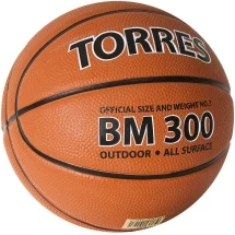 Мяч баск. &quot;TORRES BM300&quot; арт.B02013, р.3, резина, нейлон. корд, бут. камера, темнооранж-черн
