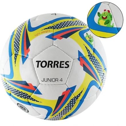 Мяч футбольный &quot;TORRES Junior-4&quot; р.4, бело-желто-голубой, фото 1