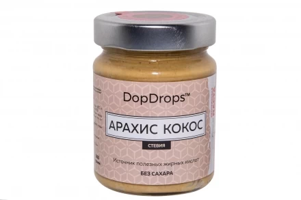 Арахисово-кокосовая паста с протеином и стевией, в стекле, 265г, фото 2