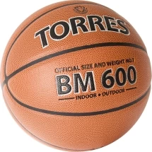 Мяч баск. &quot;TORRES BM600&quot; арт.B32027, р.7, ПУ, нейлон. корд, бут. камера, темнокоричневый-черн