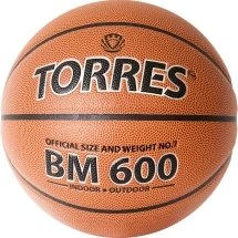 Мяч баск. &quot;TORRES BM600&quot; арт.B32027, р.7, ПУ, нейлон. корд, бут. камера, темнокоричневый-черн