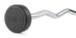 Штанга неразборная обрезиненная 7,5 кг Изогнутый гриф, фото 1