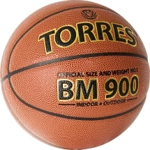 Мяч баск. &quot;TORRES BM900&quot; арт.B32035, р.5, ПУ-композит, нейлон корд, бутил. камера, темнооранж-черн