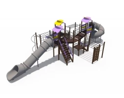 Игровой комплекс Зефир скат пластиковый винтовой закрытый и прямой открытый 2000 мм, скат металлический Н-1500 мм ДИО 10214, фото 2