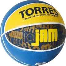 Мяч баск. &quot;TORRES Jam&quot; арт.B02043, р.3, резина, нейлон. корд, бут. кам., син-желт-голубой