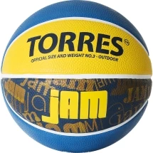 Мяч баск. &quot;TORRES Jam&quot; арт.B02043, р.3, резина, нейлон. корд, бут. кам., син-желт-голубой