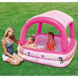 Надувной бассейн с тентом от солнца Disney Princess 147х147х122 см, 265 л. 91057