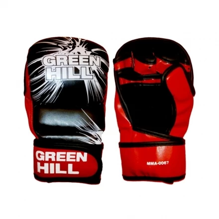 Перчатки смешанные единоборства MMA (ЧЕРНЫЙ/КРАСНЫЙ к/з) MMA-0067, фото 1