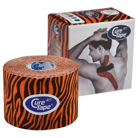 Тейп кинезиологический CureTape Art Tiger, 5 см x 5 м, арт. 163159, оранжево-черный, фото 1