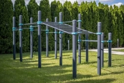 Рукоход двухсекционный с подъёмом, брусья и 8 турников, фото 3