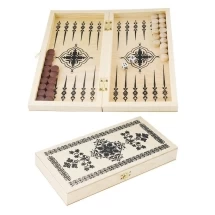 Нарды дорожные, доска 14,5х29*3,8 см, 30 дерев. шашек, 1 пара игр.костей (зар)
