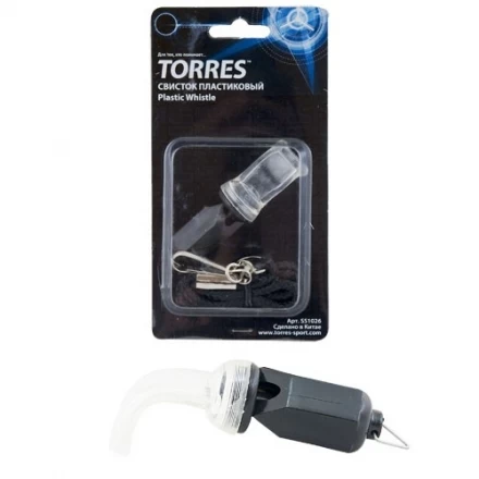 Свисток пласт. без шарика &quot;TORRES&quot;, арт.SS1026, шнурок с карабином в комплекте, черный, фото 1