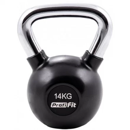Гиря обрезиненная с хромированной ручкой PROFI-FIT, 14 кг, фото 1
