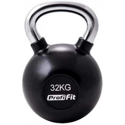 Гиря обрезиненная с хромированной ручкой PROFI-FIT, 32 кг, фото 1