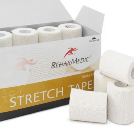 Тейп спортивный Rehab Stretch Tape, арт.RMV0223WH, хлопок, полиэстер, 7.5см x 4.6м, уп. 16 шт, белый, фото 1