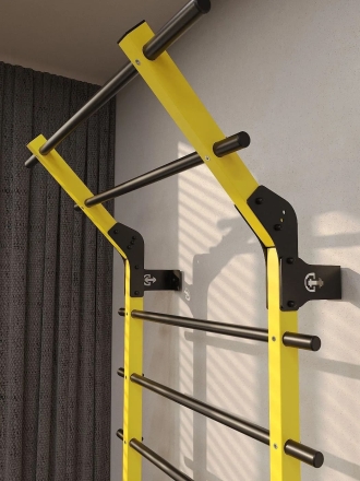 Профессиональная шведская стенка с брусьями и турником Domsen Fitness Ds58 YELLOW, фото 3