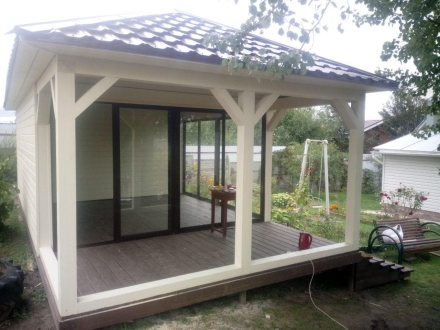 Застекленная беседка ОАЗИС С ХОЗБЛОКОМ 2, фото 3