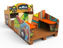 Машинка фанерная на пружинах, паттерн "Этник" МД034.00.01.01