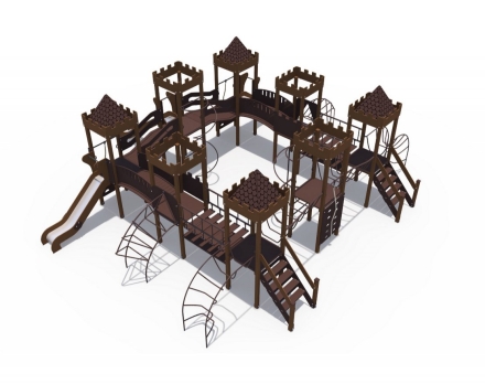 Игровой комплекс Империя Сити с тремя горками (металлический скат, Н-1200 и 1500) ДИО 13072.1, фото 2