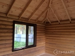 Беседка из бревна оцилиндрованного №19 закрытого типа 4х5м Под ключ, фото 4