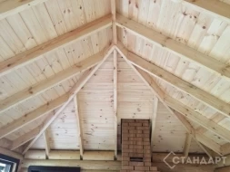 Беседка из бревна оцилиндрованного №19 закрытого типа 4х5м Под ключ, фото 3