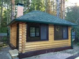 Беседка из бревна оцилиндрованного №19 закрытого типа 4х5м Под ключ, фото 1