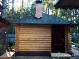 Беседка из бревна оцилиндрованного №19 закрытого типа 4х5м Под ключ, фото 2