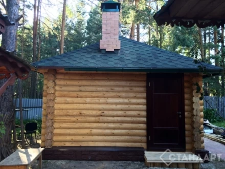 Беседка из бревна оцилиндрованного №19 закрытого типа 4х5м Под ключ, фото 2